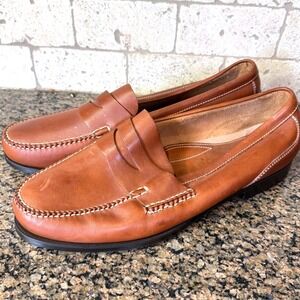 David Spencer Men's 15W Brown Leather Penny Loafers Slip On Dress Shoe